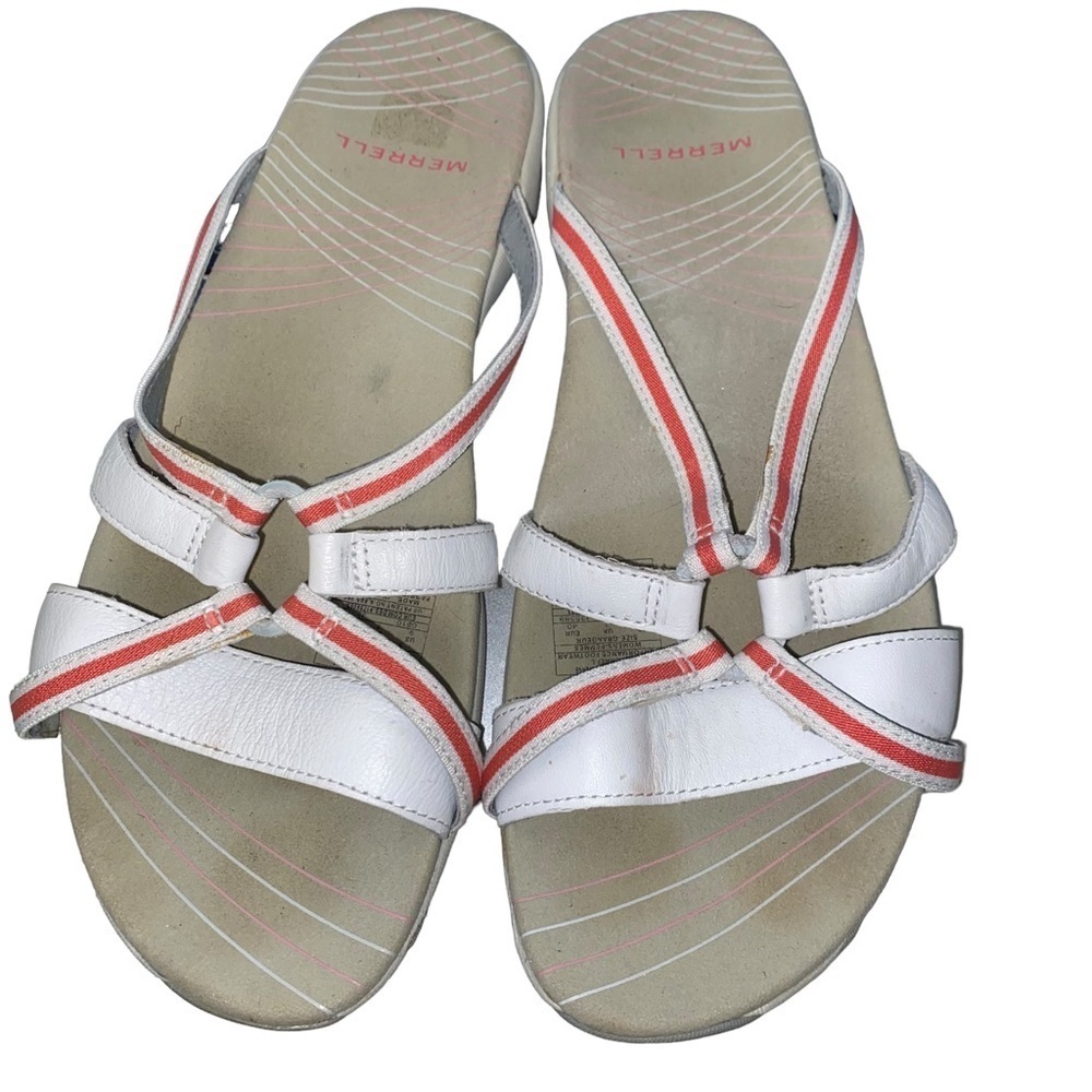 Merrell Camellia White Leather Cayenne Slides Size 9